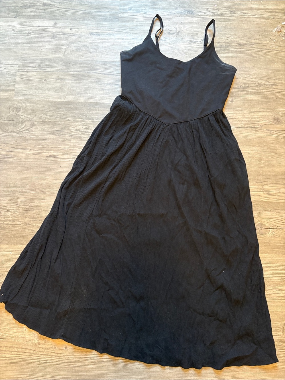 aerie Black Spaghetti-Strap Midi Dress